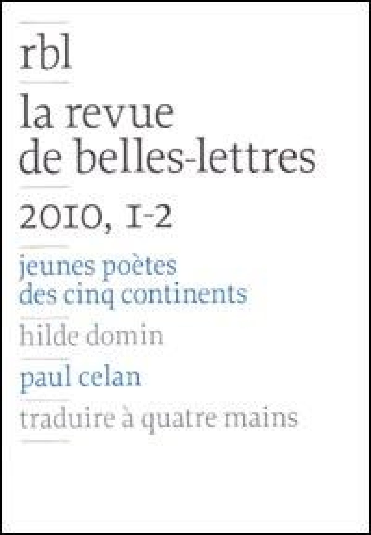 La Revue de Belles-Lettres fait peau neuve