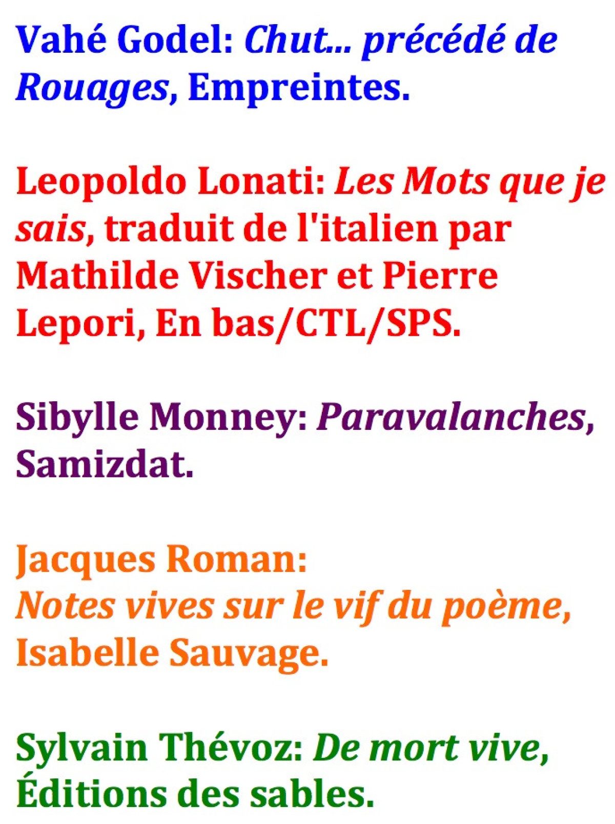 Cinq poètes pour l'été